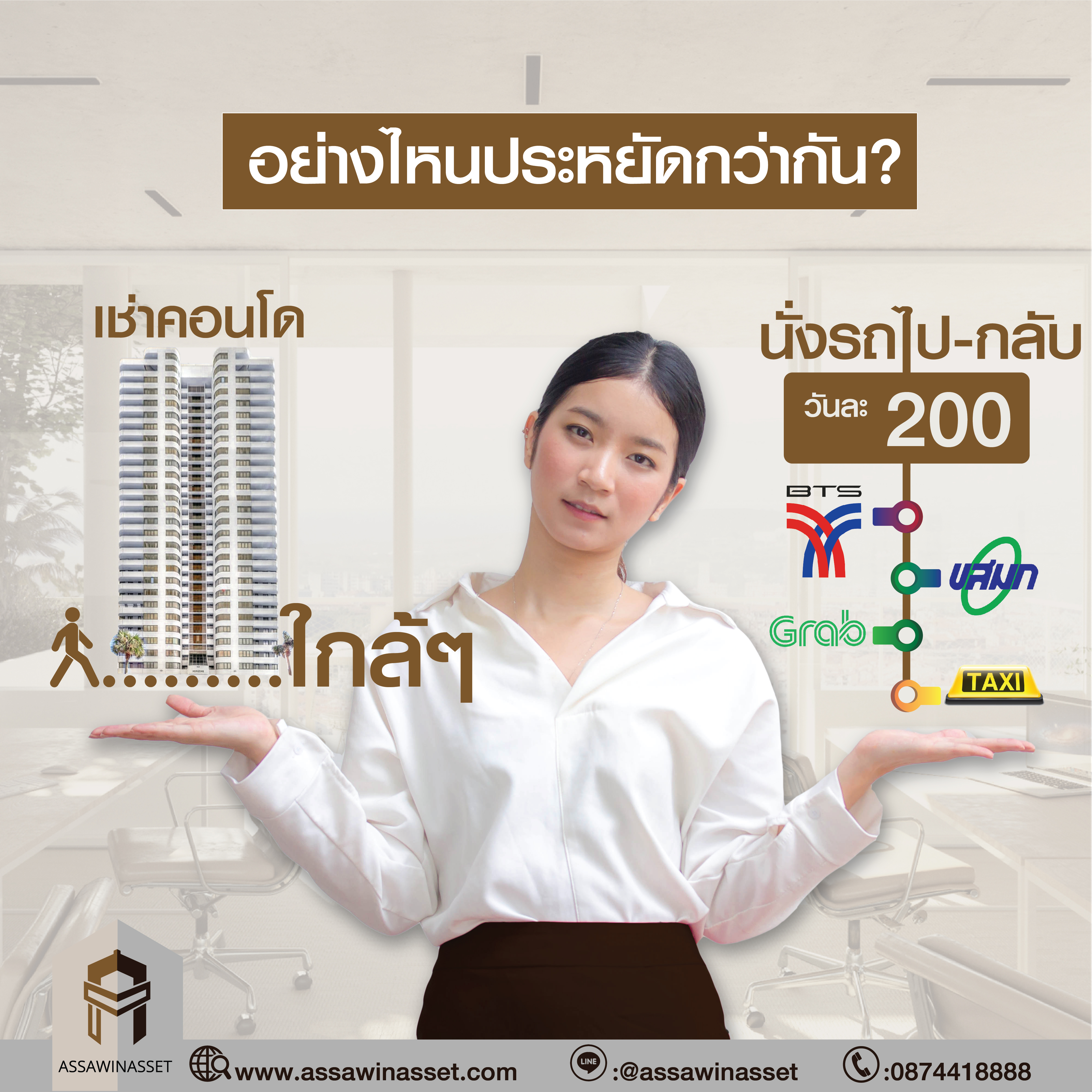 นั่งรถไป-กลับ วันละ 200 Vs เช่าคอนโดใกล้ๆ